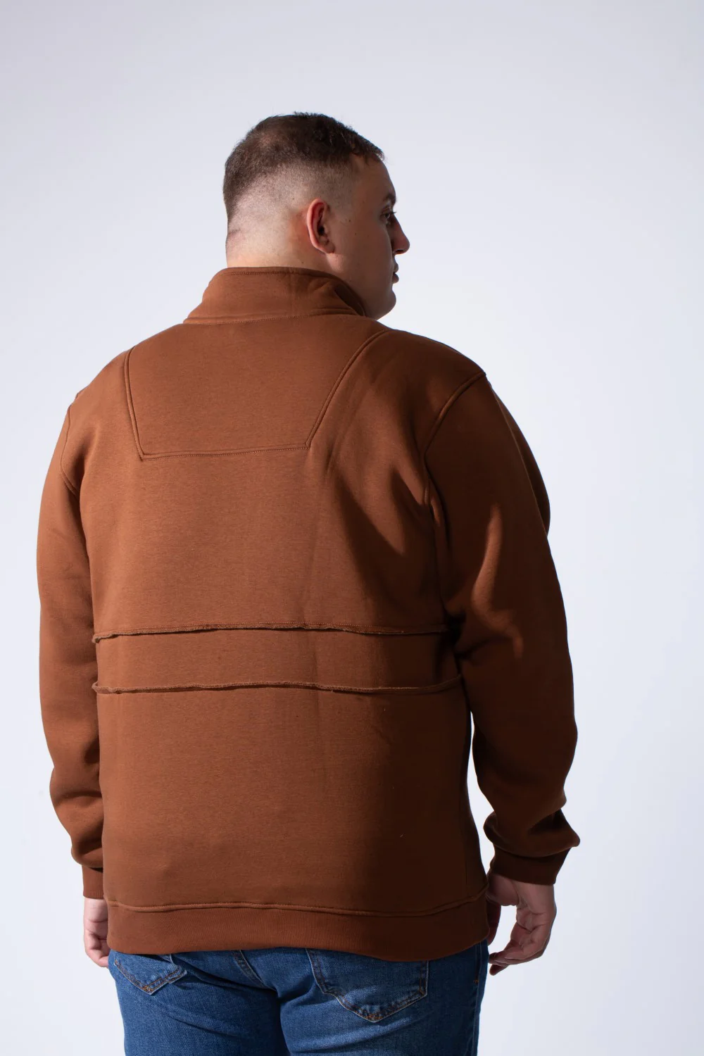 Men's Quarter Zip High Neck With Long Sleeve Daily Wear Melton Versatile Big Size Sweatshirt - Image 10