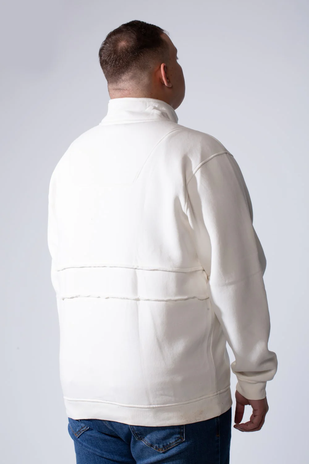 Men's Quarter Zip High Neck With Long Sleeve Daily Wear Melton Versatile Big Size Sweatshirt - Image 14