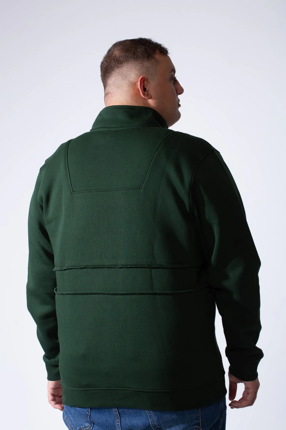 Men's Quarter Zip High Neck With Long Sleeve Daily Wear Melton Versatile Big Size Sweatshirt - Image 6