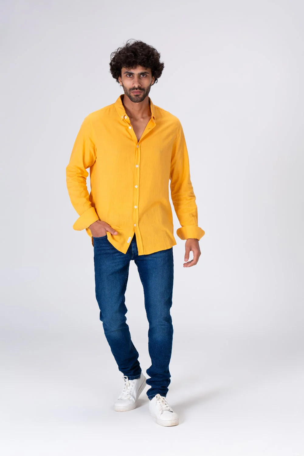 Mens Regular Fit Classic Plain Shirt With Comfortable Linen Material - Image 10