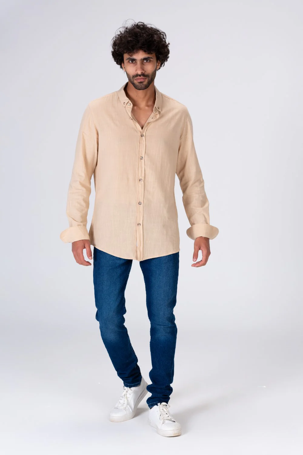 Mens Regular Fit Classic Plain Shirt With Comfortable Linen Material - Image 3