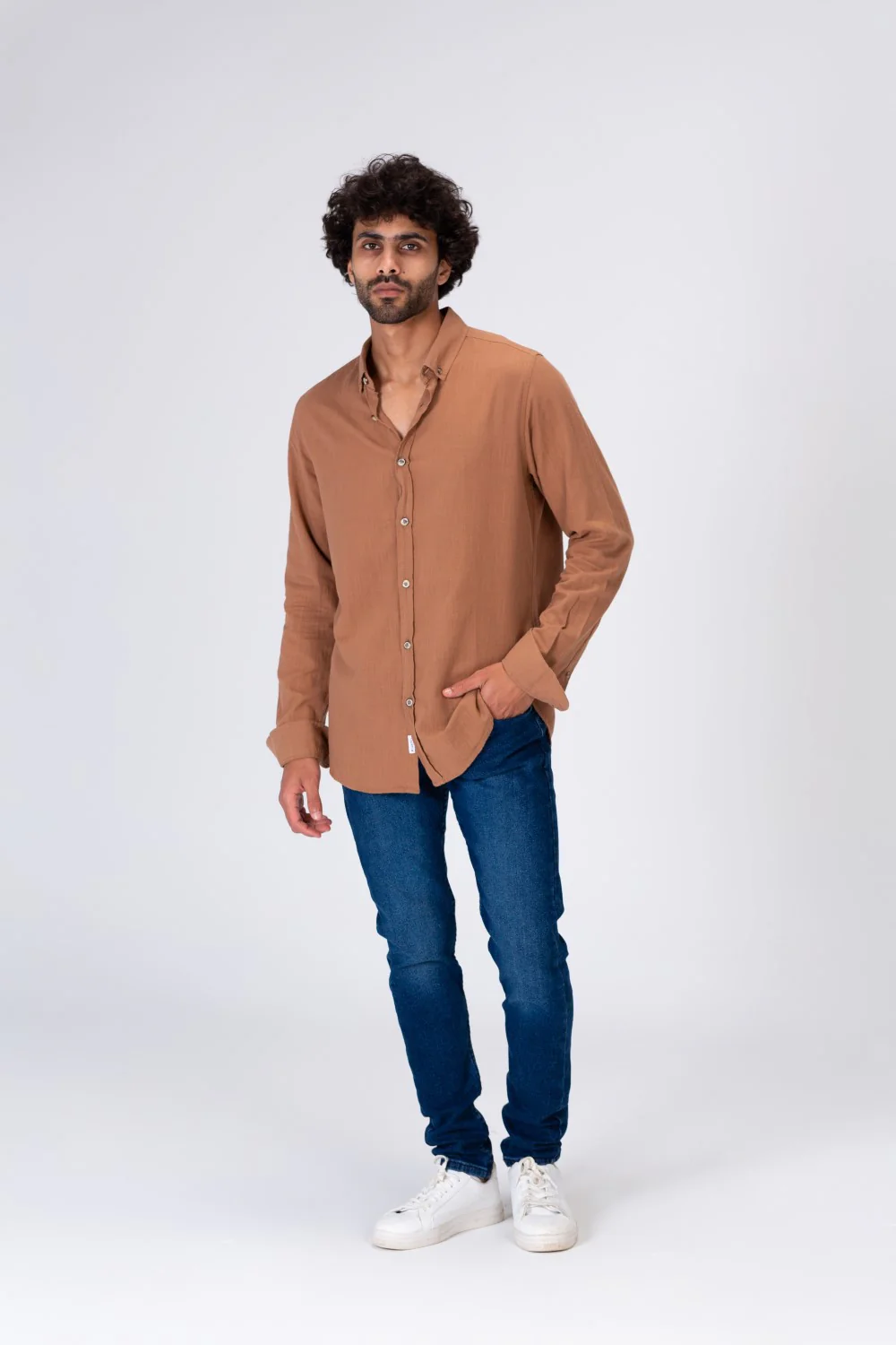 Mens Regular Fit Classic Plain Shirt With Comfortable Linen Material - Image 7