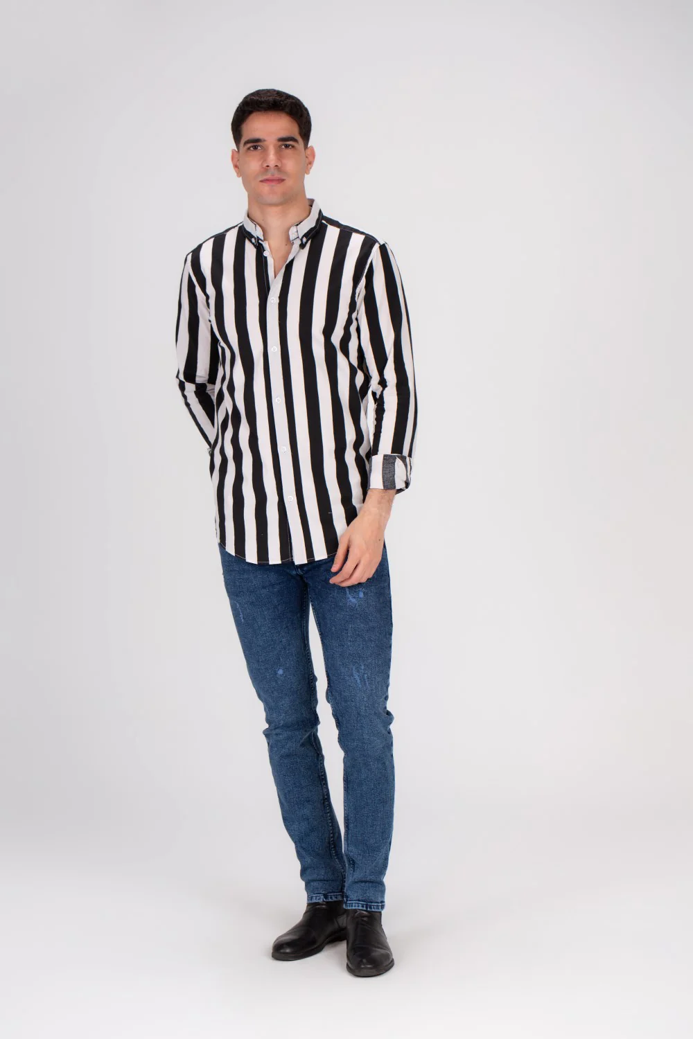 Men's Regular Fit Cotton Long Sleeves Striped Shirt Perfect For Casual Outings - Image 3