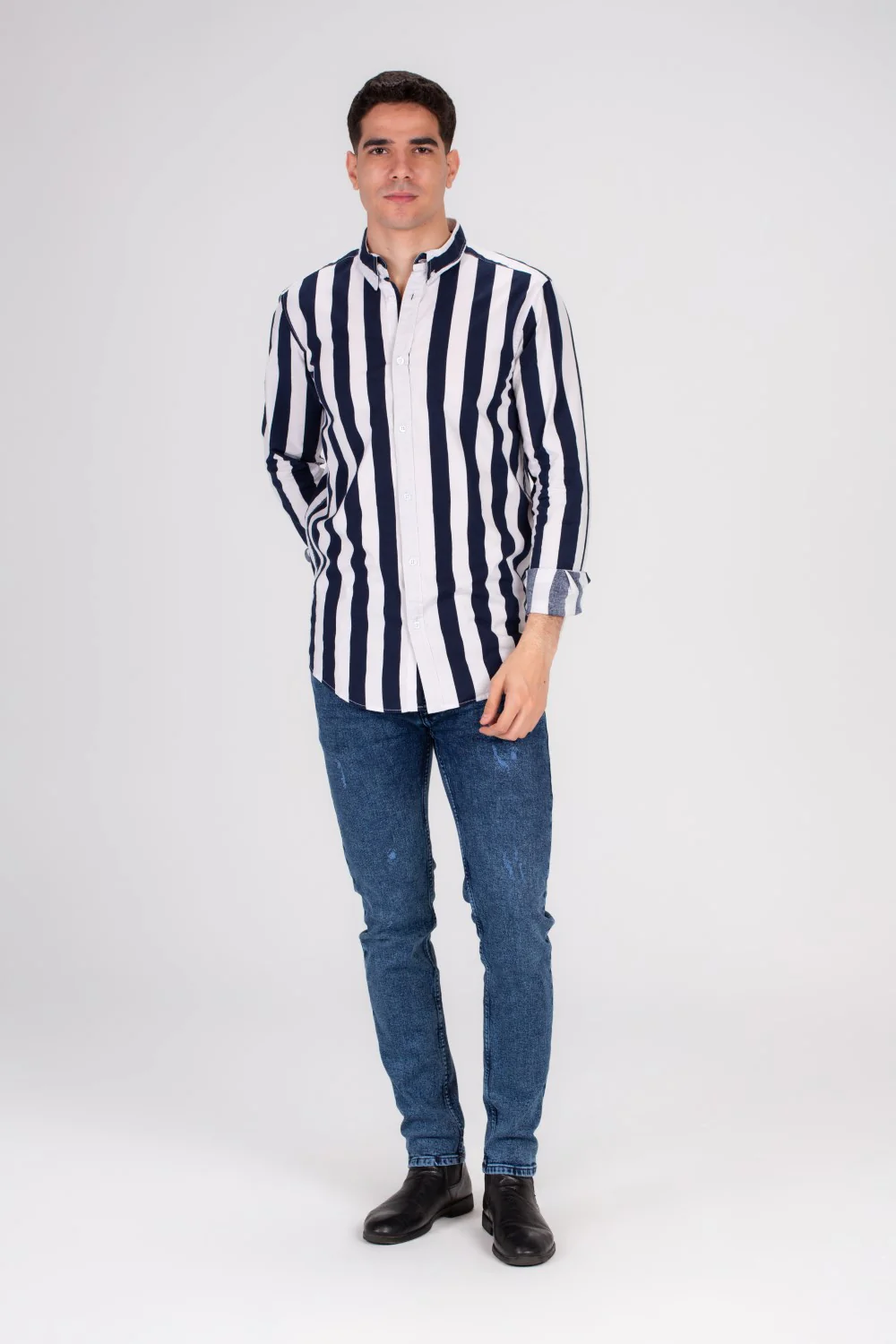 Men's Regular Fit Cotton Long Sleeves Striped Shirt Perfect For Casual Outings - Image 7