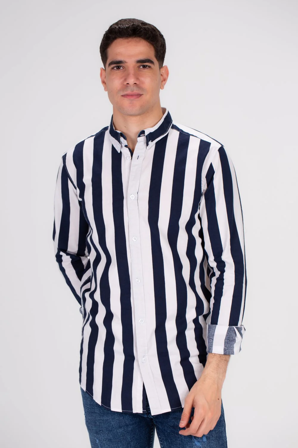 Men's Regular Fit Cotton Long Sleeves Striped Shirt Perfect For Casual Outings - Image 9