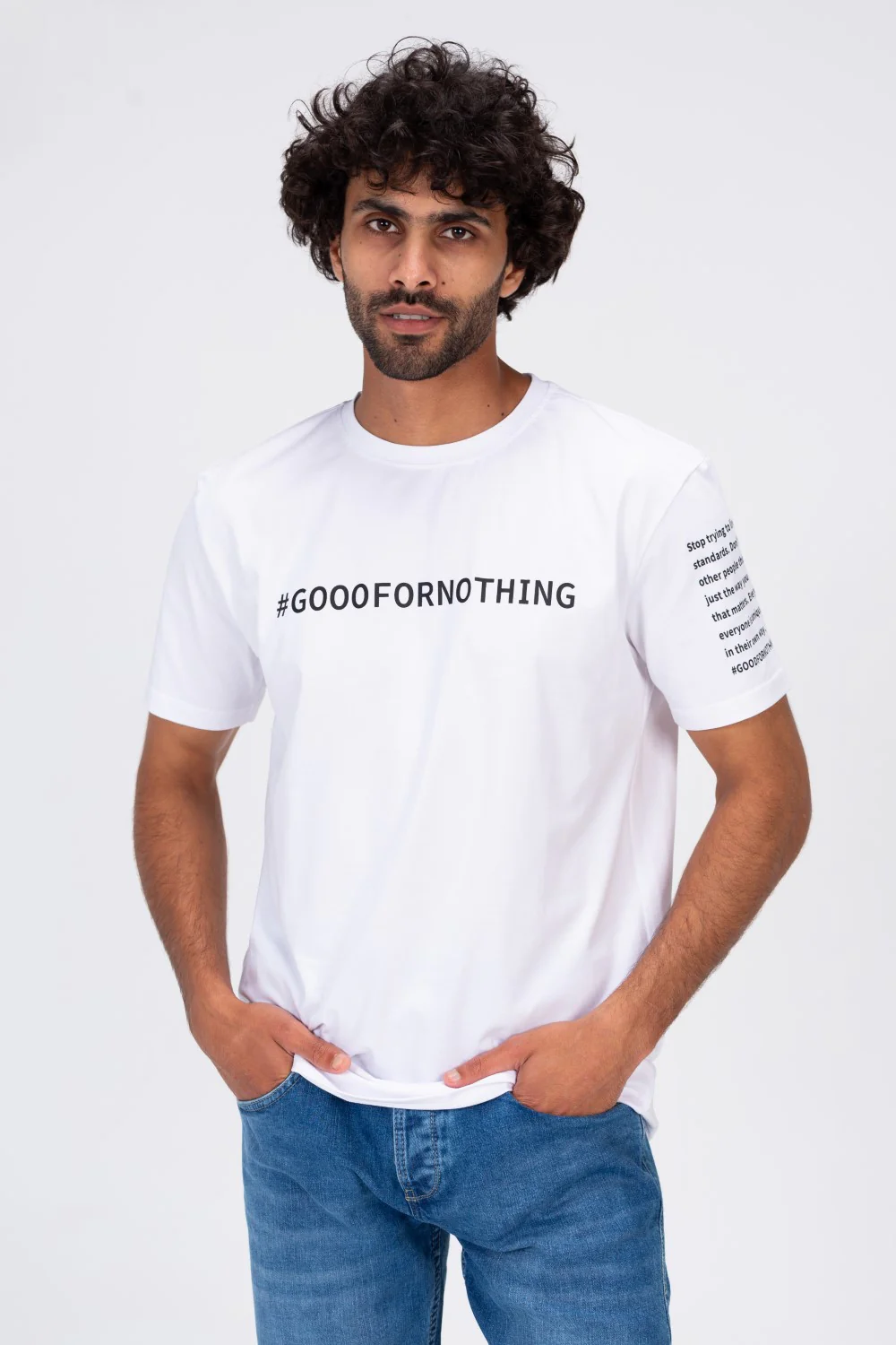 Mens Regular Fit Crew Neck With Go For No Thing Print T-Shirt - Image 9