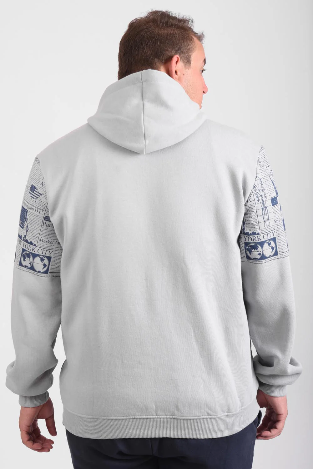 Men's Regular Fit Front Printed Hoodie Melton Basic Padded Big Size Sweatshirt - Image 5
