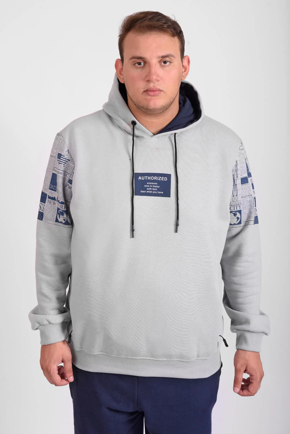 Men's Regular Fit Front Printed Hoodie Melton Basic Padded Big Size Sweatshirt - Image 6