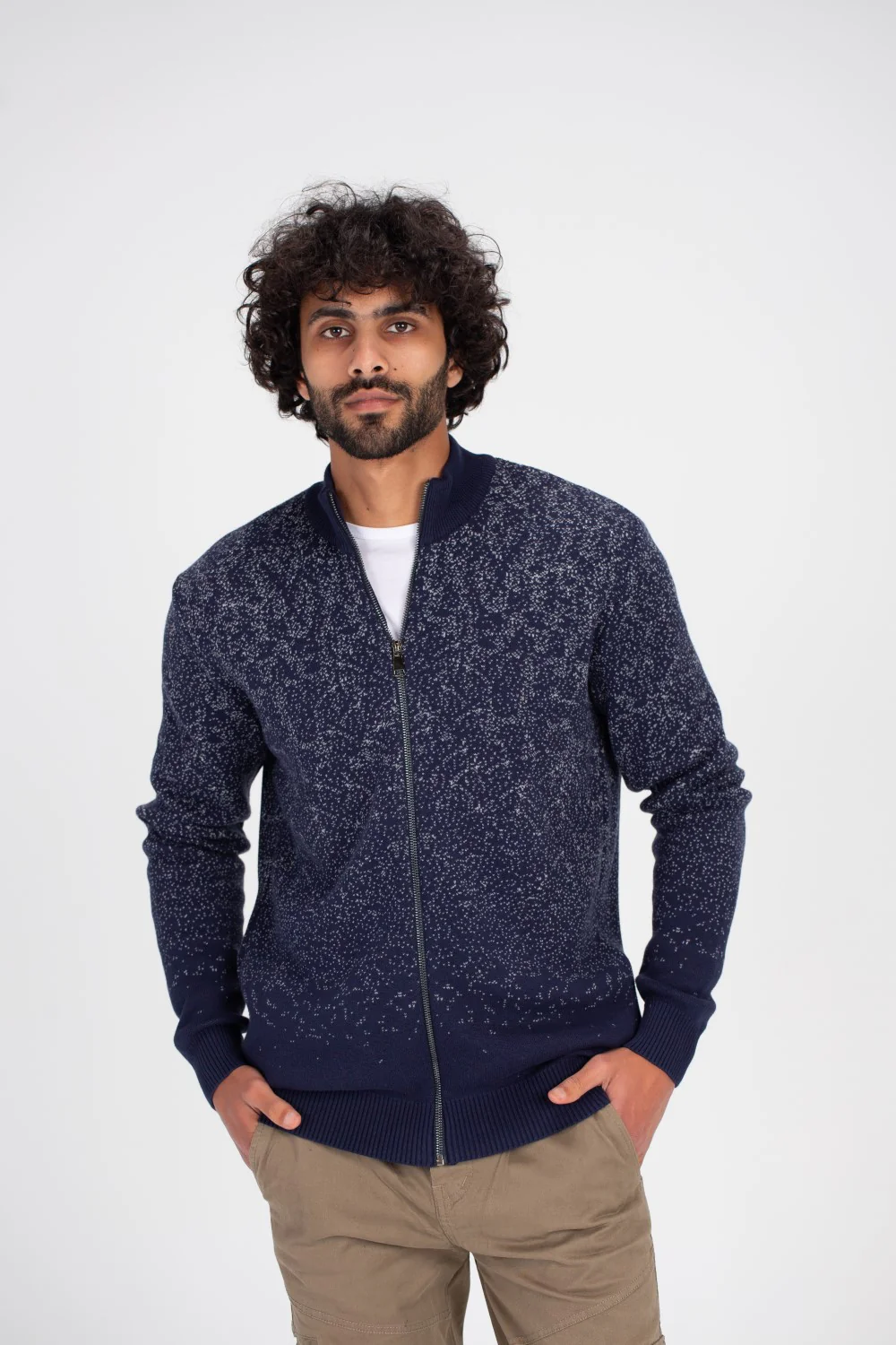 Men's Regular Fit Full Zipper Unique Style Comfort  Wool Pullover - Image 3