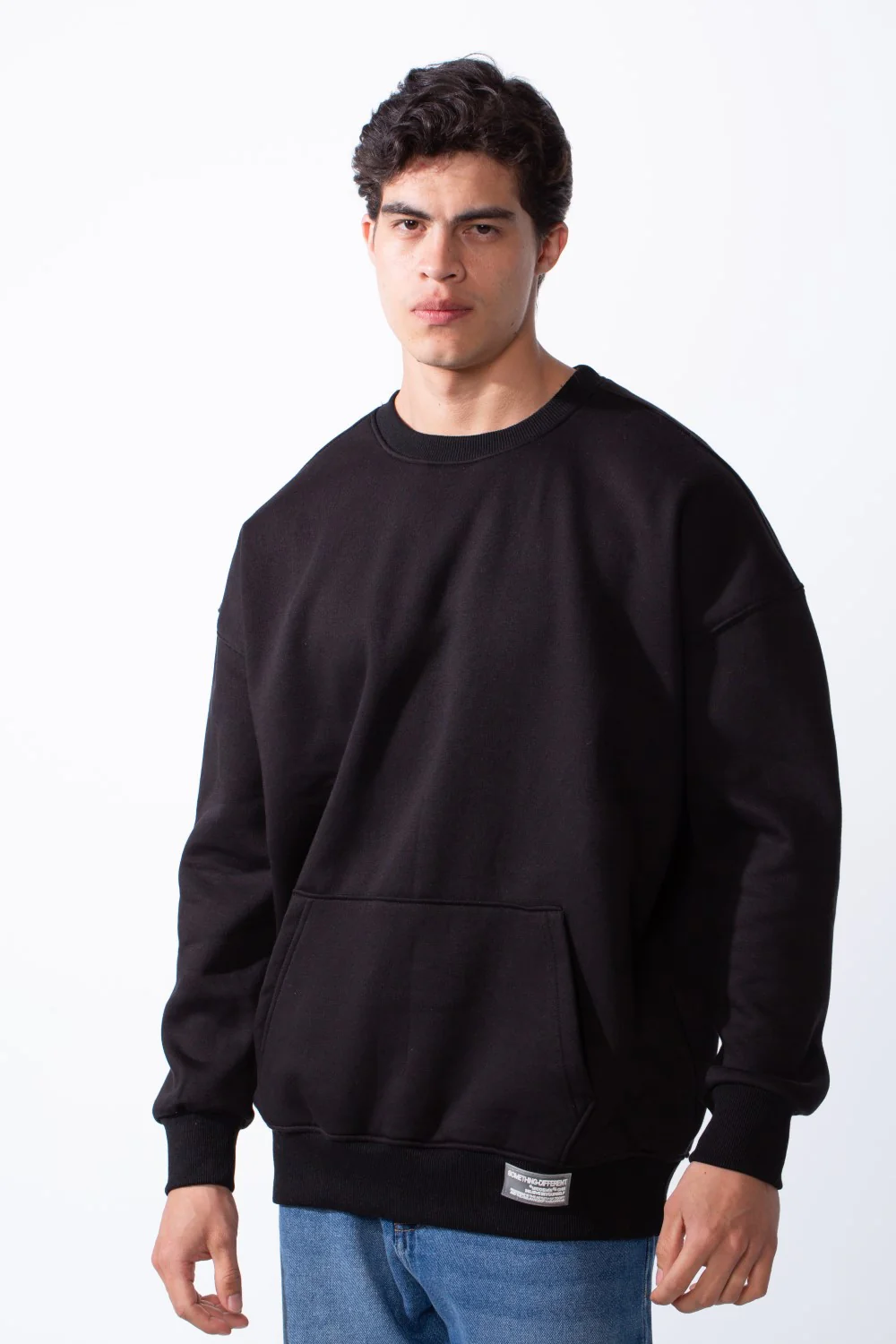 Men's Regular Fit Long Sleeve Crew Neck Kangaroo Pocket Knit Comfortable Melton Sweatshirt