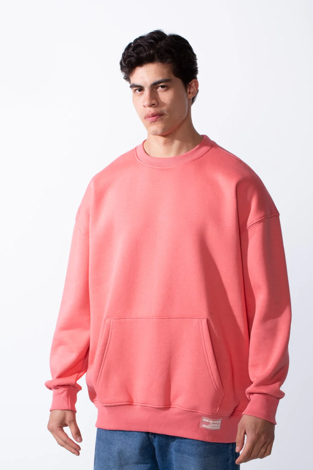 Men's Regular Fit Long Sleeve Crew Neck Kangaroo Pocket Knit Comfortable Melton Sweatshirt - Image 13