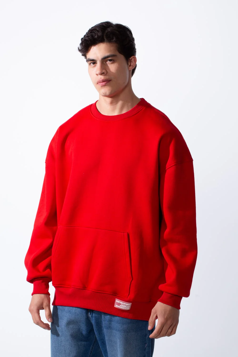 Men's Regular Fit Long Sleeve Crew Neck Kangaroo Pocket Knit Comfortable Melton Sweatshirt - Image 17