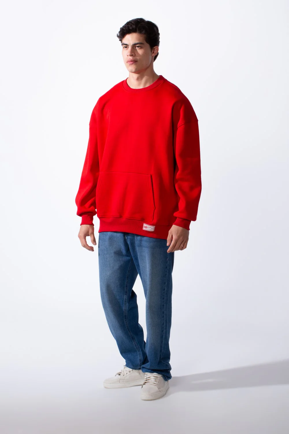 Men's Regular Fit Long Sleeve Crew Neck Kangaroo Pocket Knit Comfortable Melton Sweatshirt - Image 19