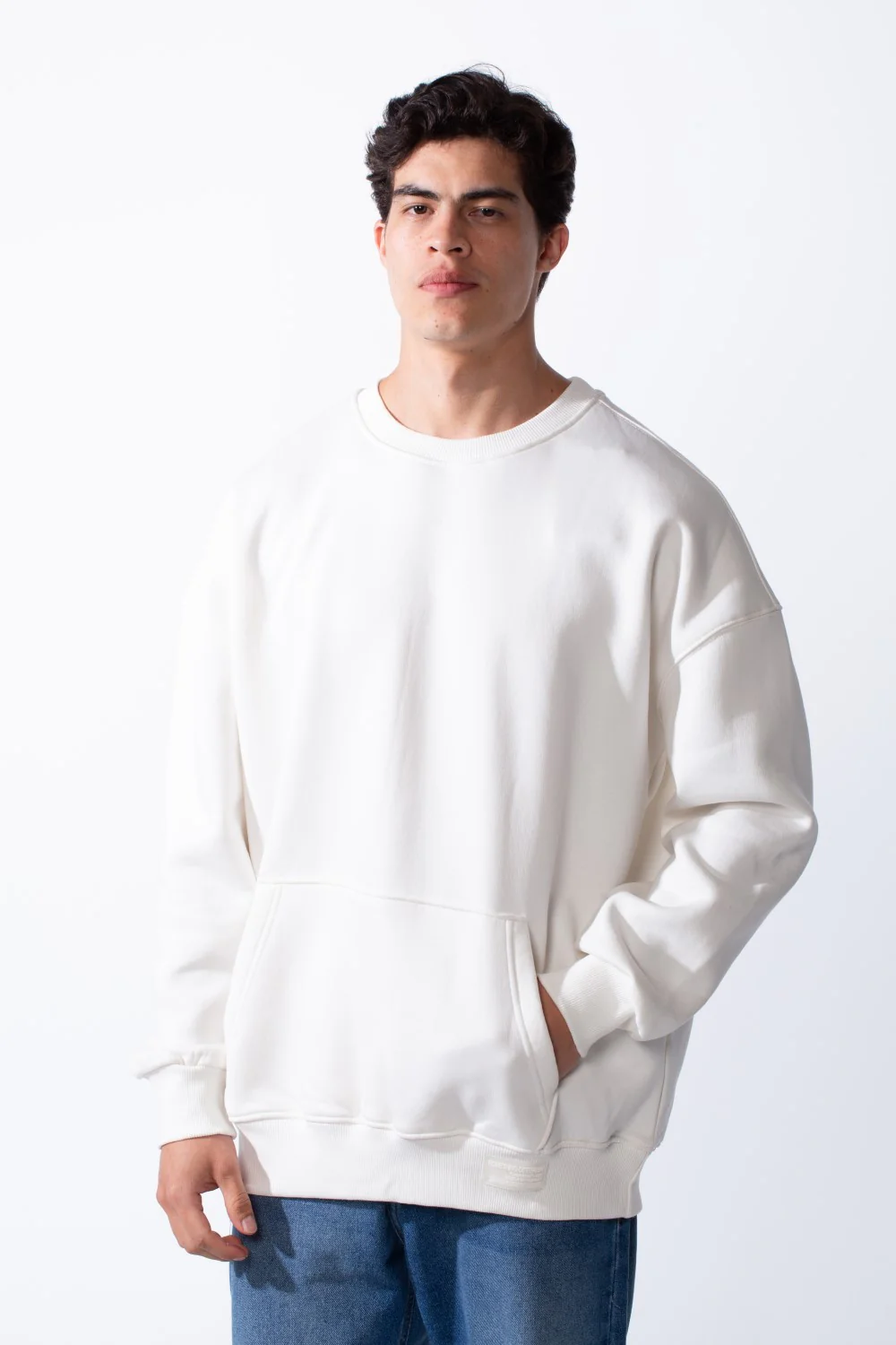 Men's Regular Fit Long Sleeve Crew Neck Kangaroo Pocket Knit Comfortable Melton Sweatshirt - Image 21