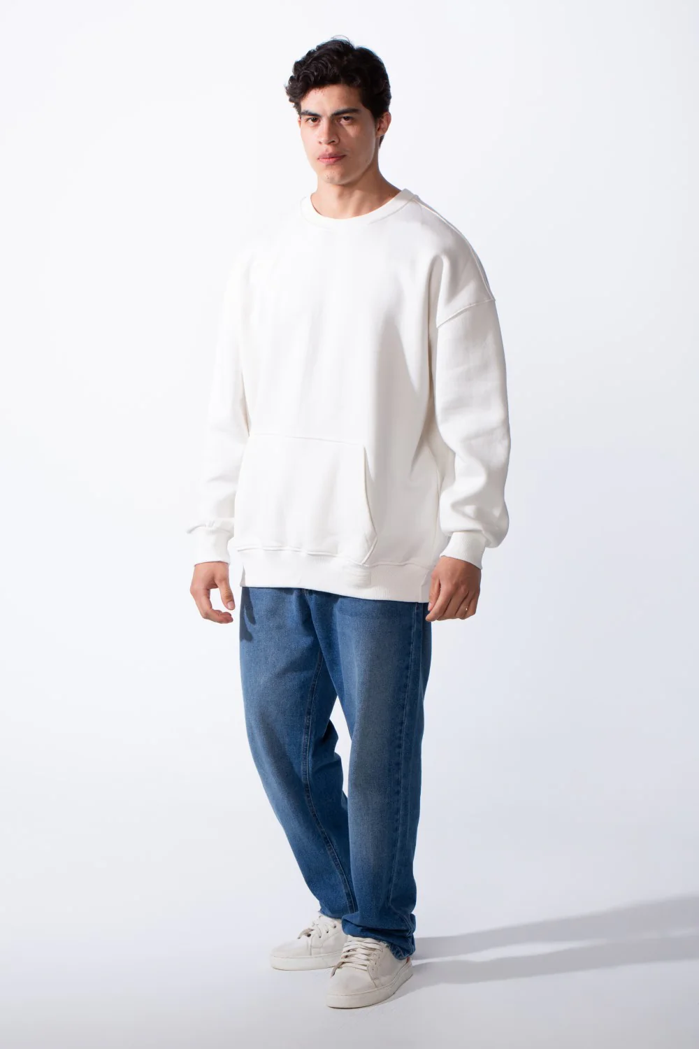 Men's Regular Fit Long Sleeve Crew Neck Kangaroo Pocket Knit Comfortable Melton Sweatshirt - Image 23