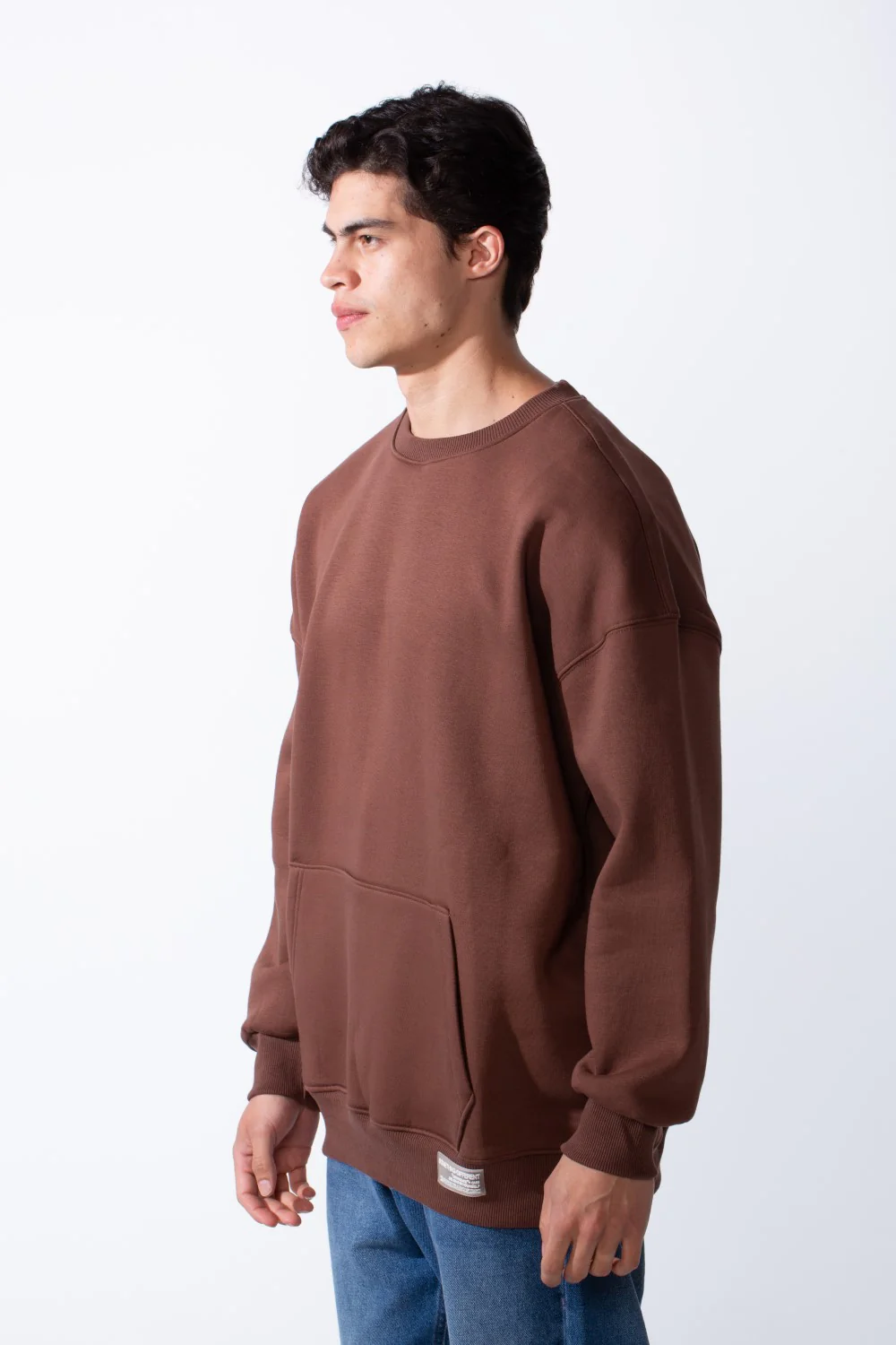 Men's Regular Fit Long Sleeve Crew Neck Kangaroo Pocket Knit Comfortable Melton Sweatshirt - Image 8