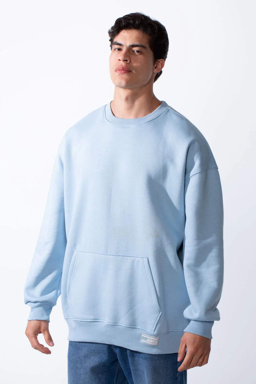 Men's Regular Fit Long Sleeve Crew Neck Kangaroo Pocket Knit Comfortable Melton Sweatshirt - Image 9