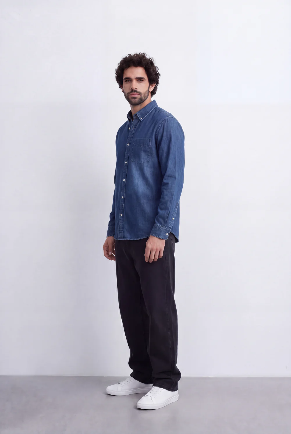 Men's Regular Fit Long Sleeve Jeans Denim Shirt Classic Chest Pocket Button Up Tomato Store Casual Everyday Style - Image 7