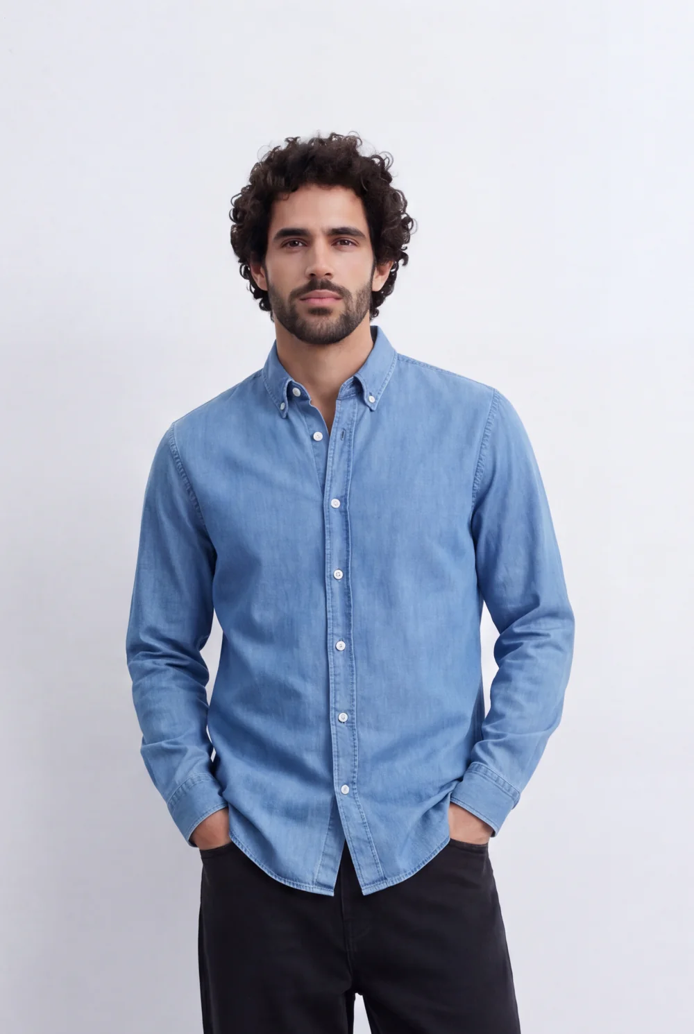 Men's Regular Fit Long Sleeve Jeans Denim Shirt Classic Chest Pocket Button Up Tomato Store Casual Everyday Style - Image 9