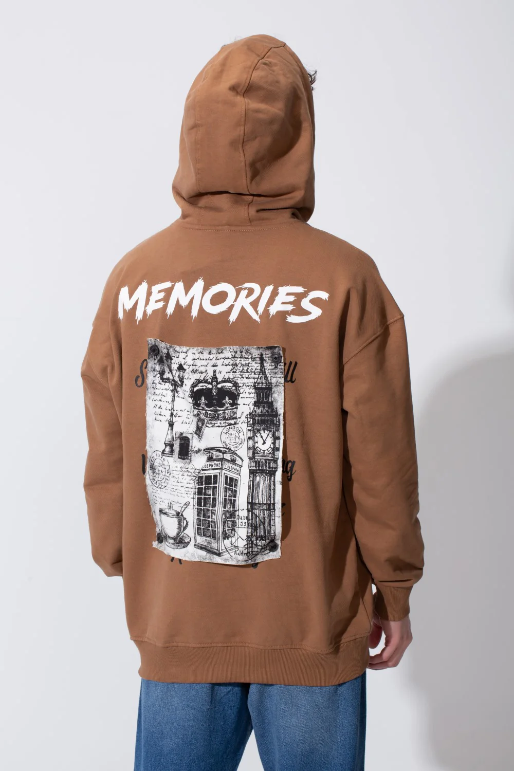 Men's Regular Fit Long Sleeves Hood Sweatshirt With A Memories Print - Image 10