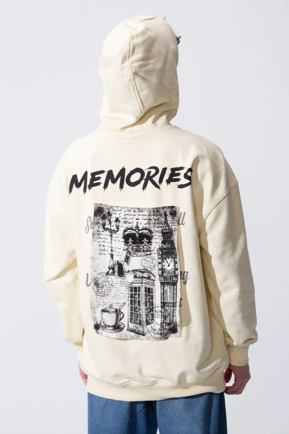 Men's Regular Fit Long Sleeves Hood Sweatshirt With A Memories Print - Image 14