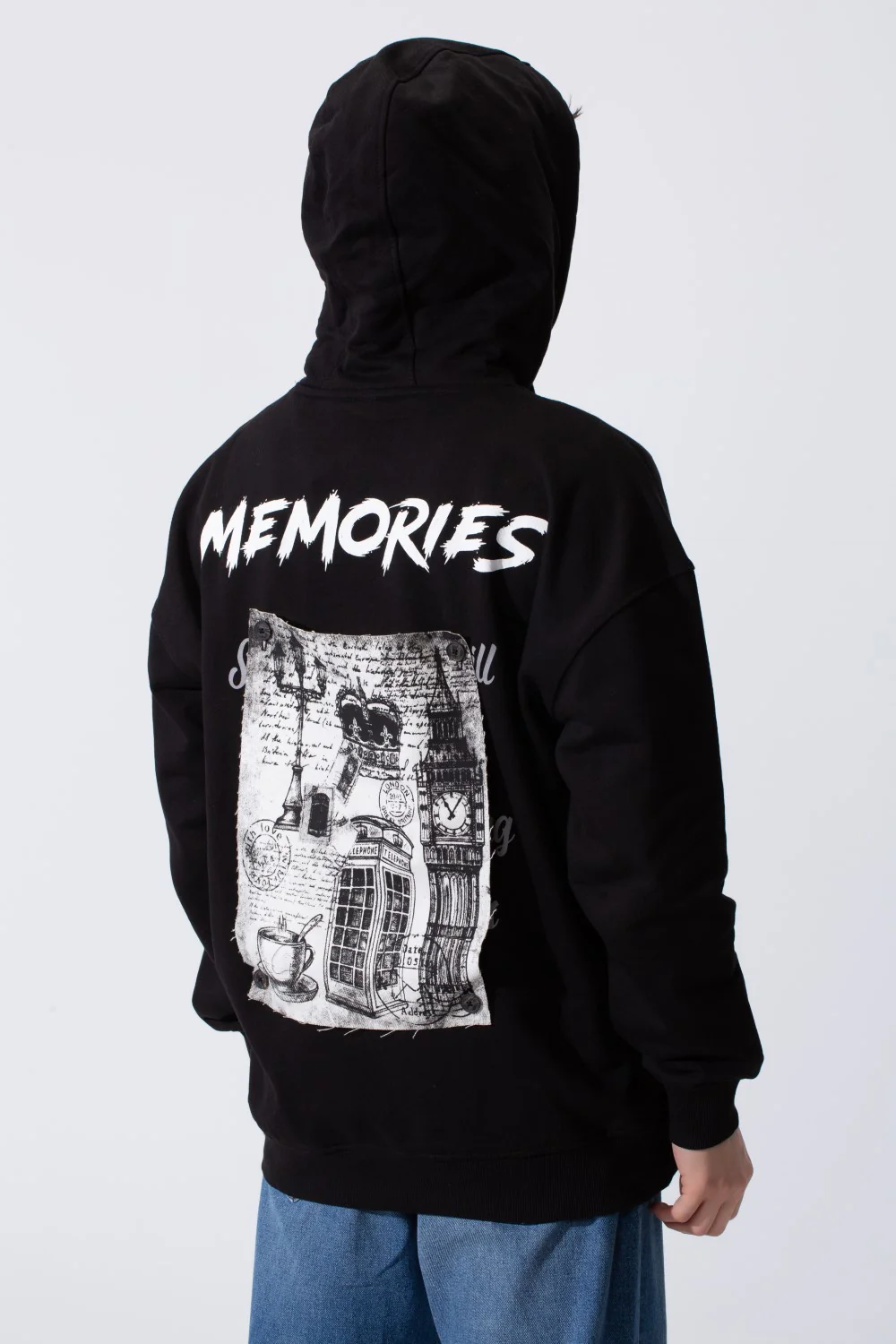 Men's Regular Fit Long Sleeves Hood Sweatshirt With A Memories Print - Image 2