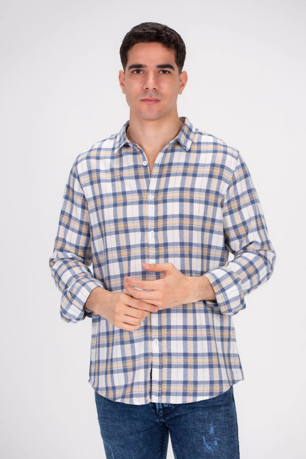 Men's Regular Fit Made From Soft & Breathable Cotton Checked Shirt That Features A Unique Cut