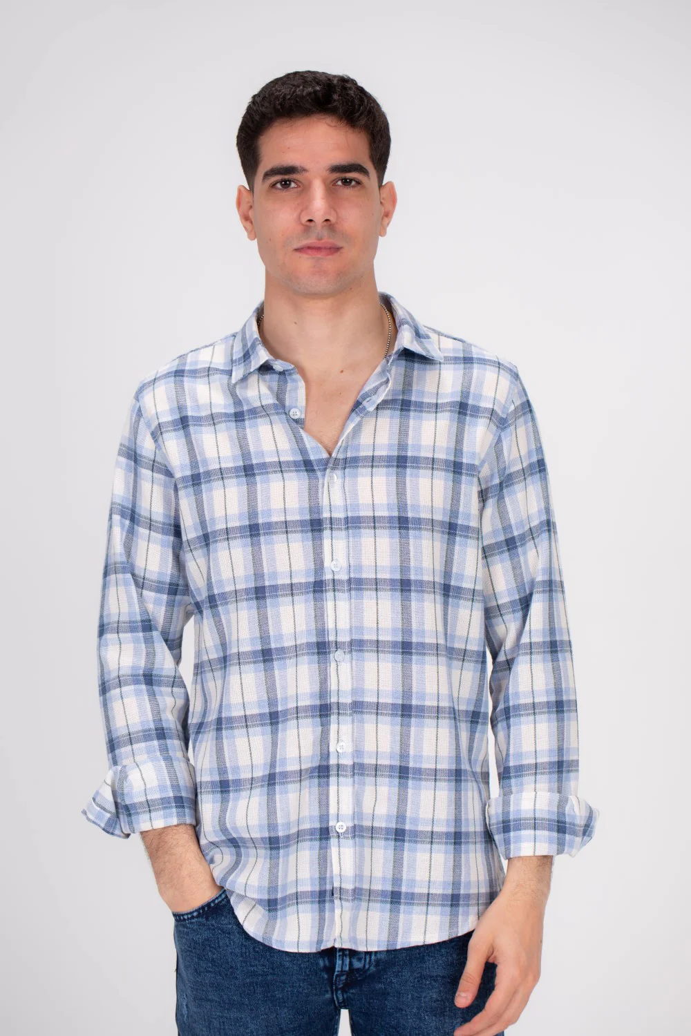 Men's Regular Fit Made From Soft & Breathable Cotton Checked Shirt That Features A Unique Cut - Image 4