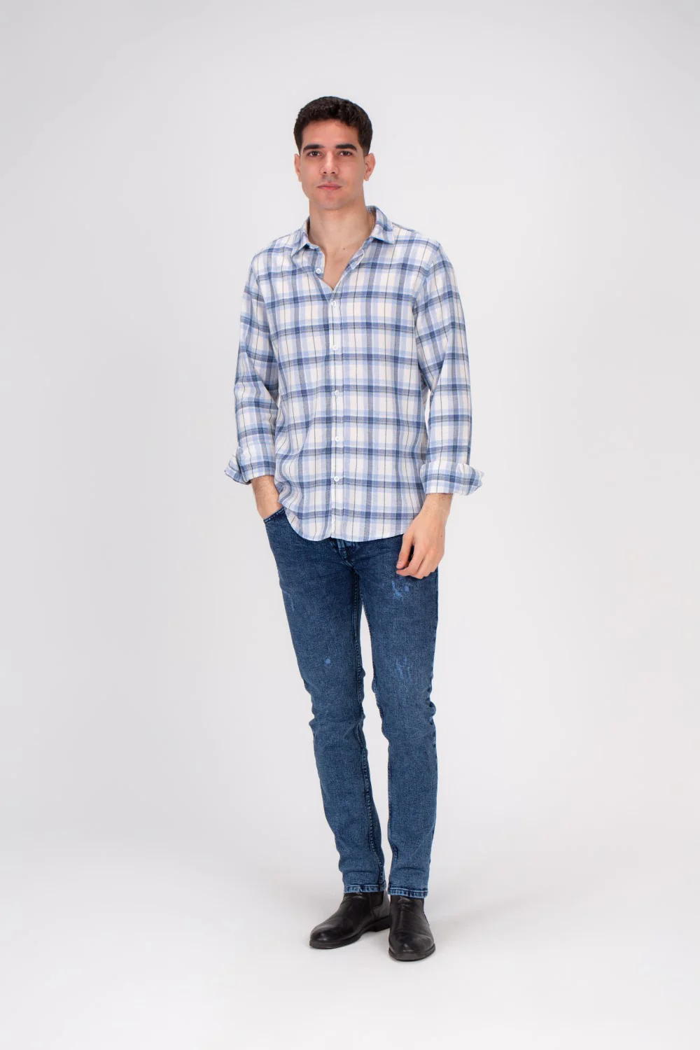 Men's Regular Fit Made From Soft & Breathable Cotton Checked Shirt That Features A Unique Cut - Image 6