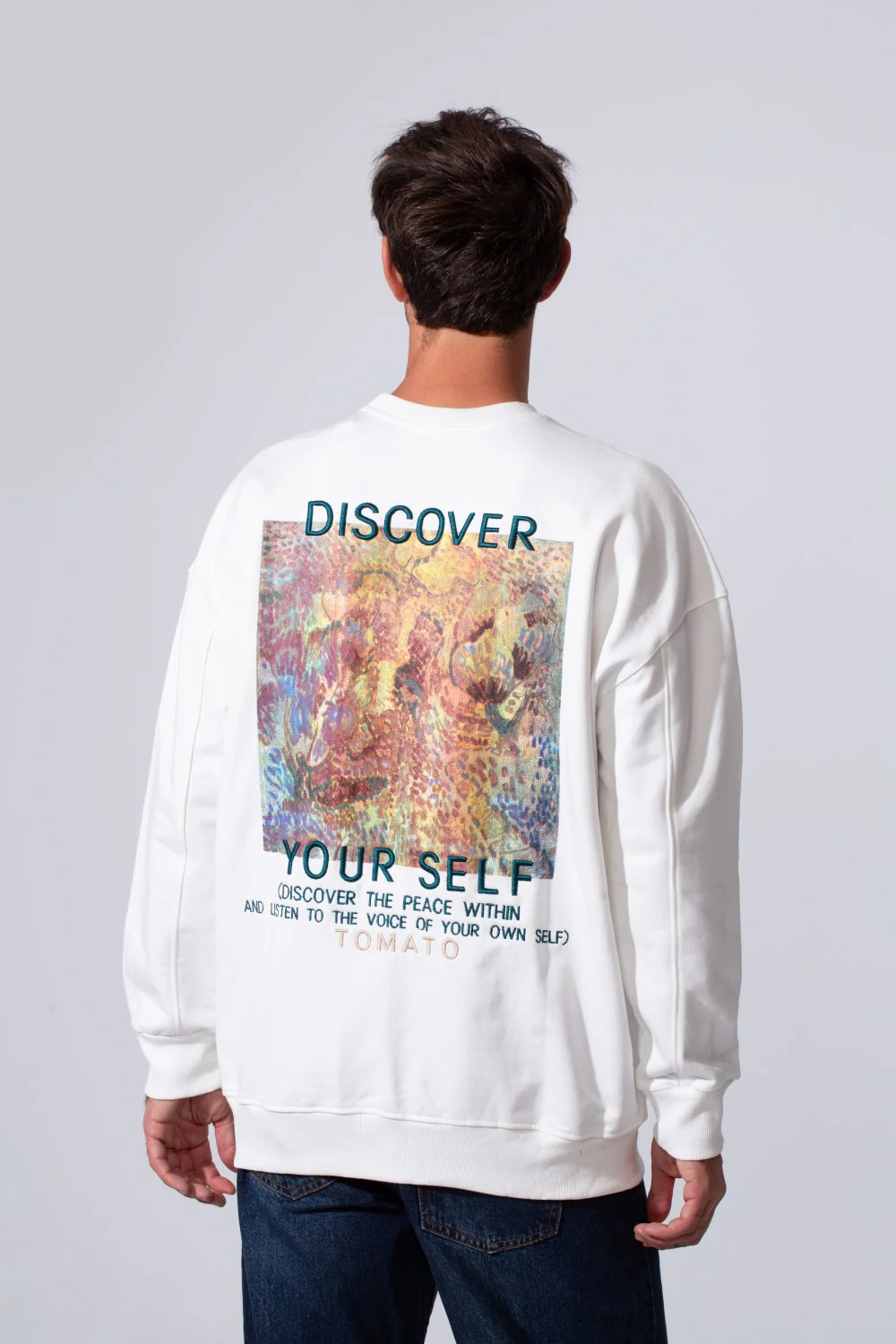 Men's Regular Fit Melton Sweatshirt With Graphic Print And Crew Neck - Image 10