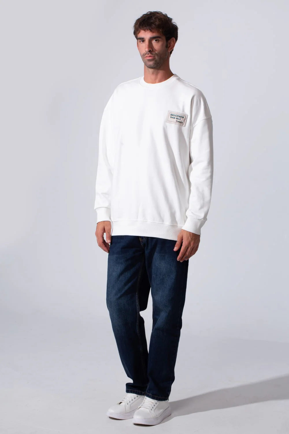 Men's Regular Fit Melton Sweatshirt With Graphic Print And Crew Neck - Image 12