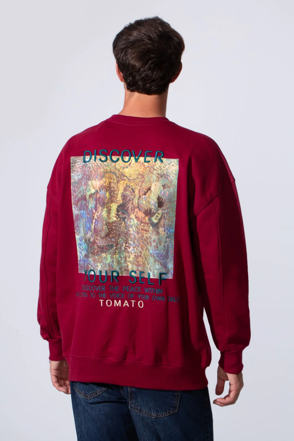 Men's Regular Fit Melton Sweatshirt With Graphic Print And Crew Neck - Image 14
