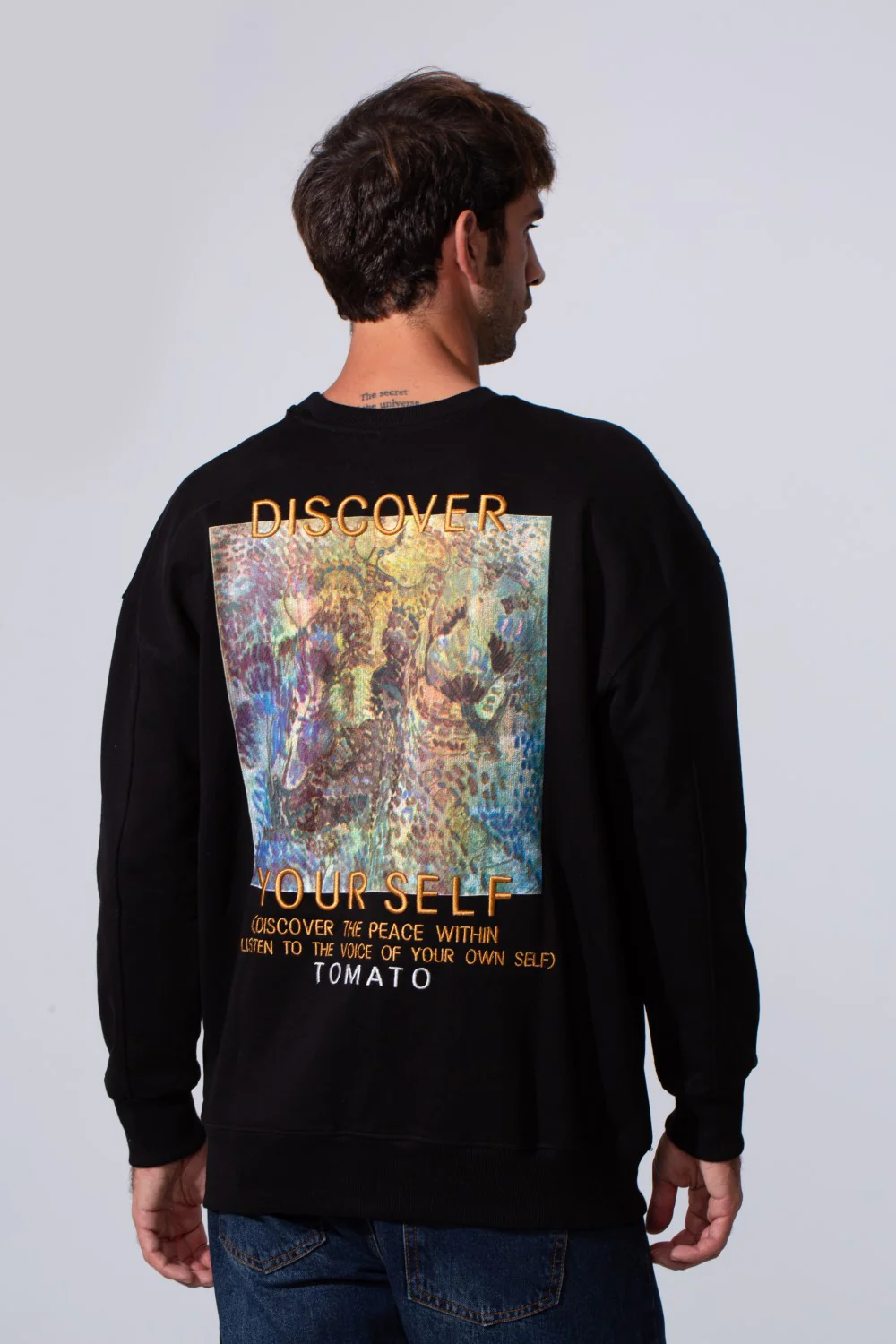 Men's Regular Fit Melton Sweatshirt With Graphic Print And Crew Neck - Image 2