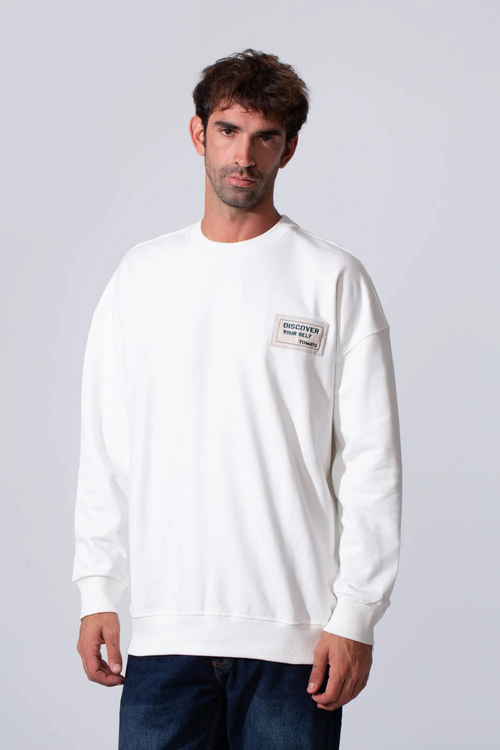 Men's Regular Fit Melton Sweatshirt With Graphic Print And Crew Neck - Image 9