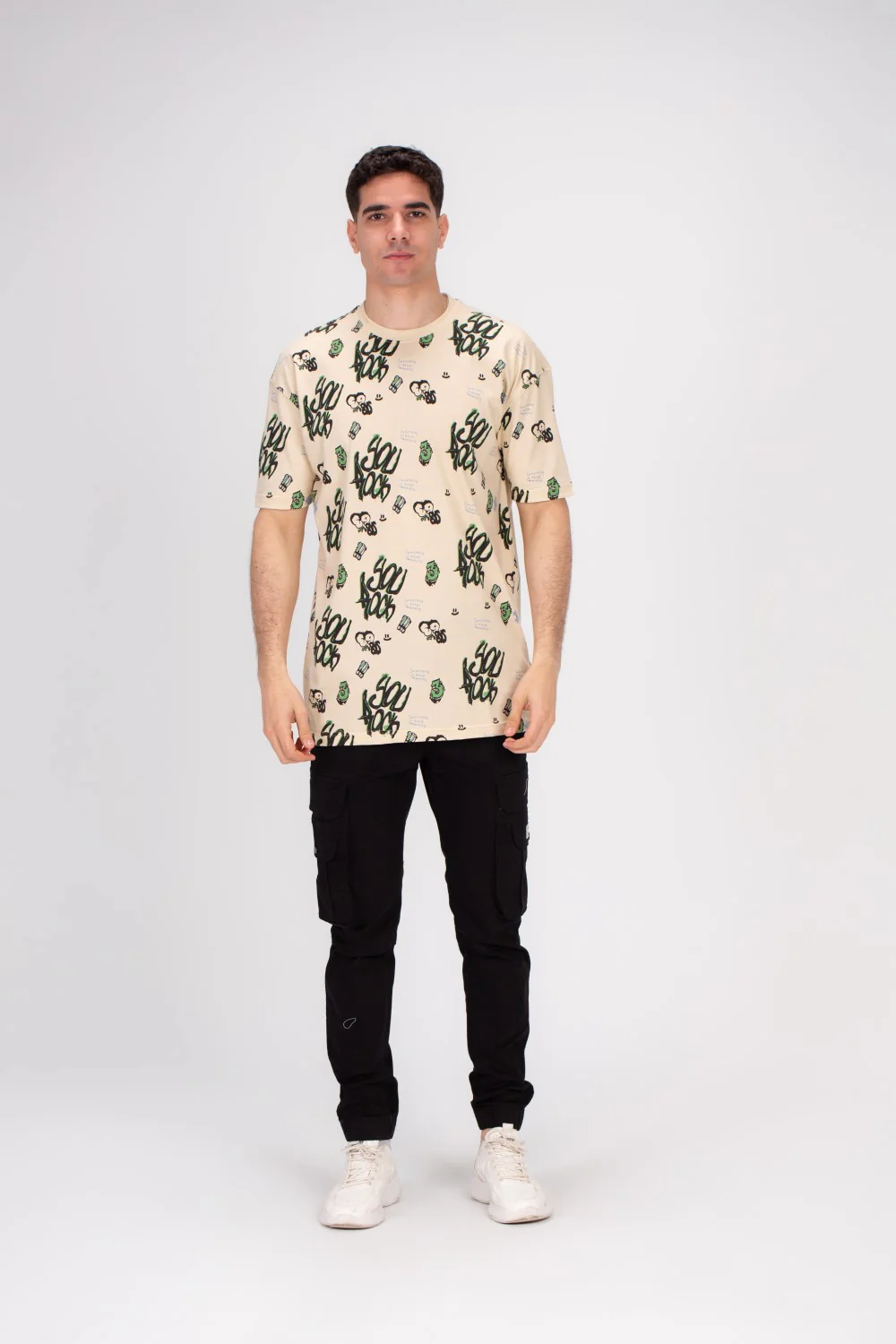 Men's Regular Fit Over Size Front & Back Printed T-shirt Made With Soft Breathable Cotton For All Day - Image 3