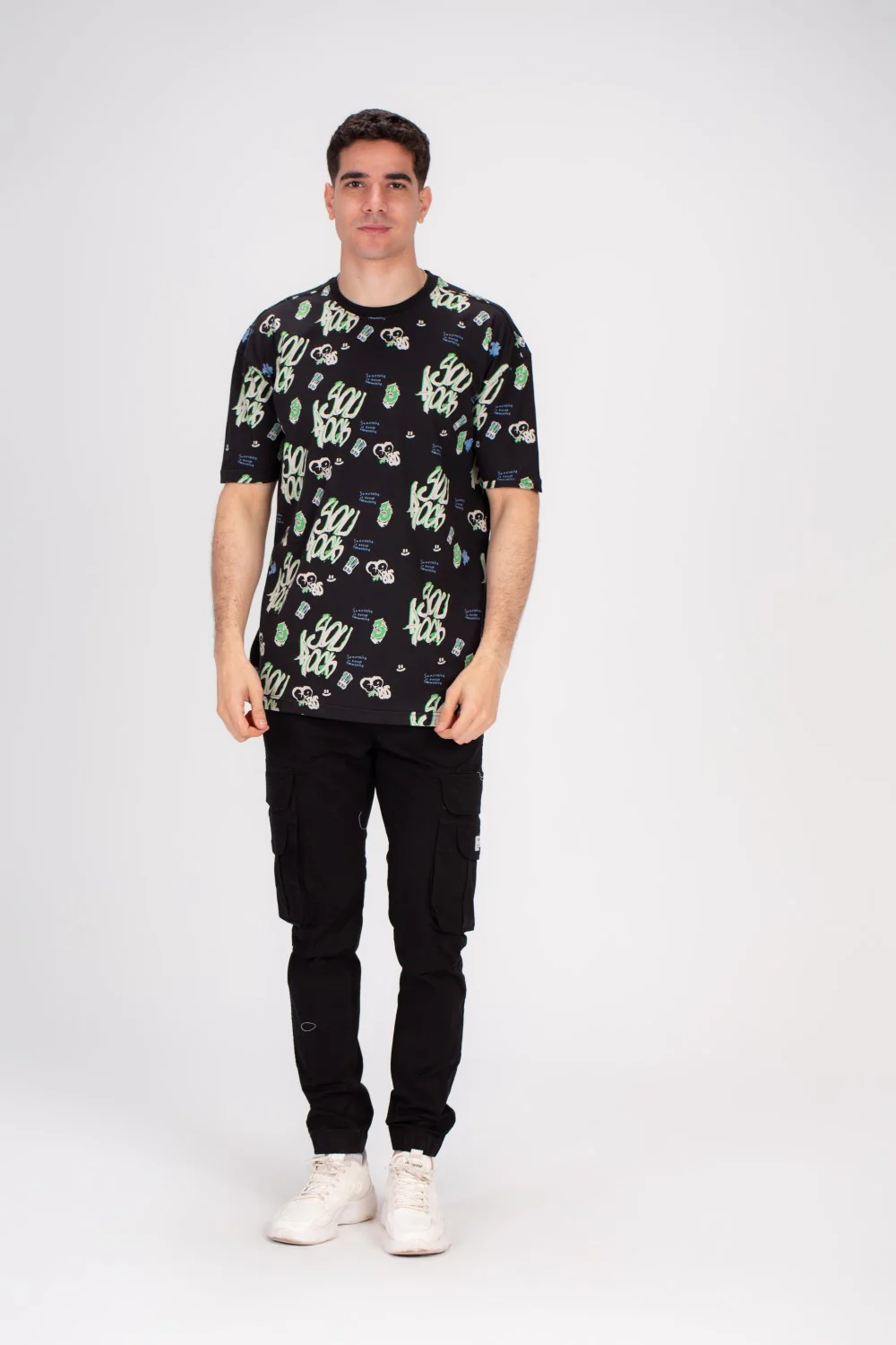 Men's Regular Fit Over Size Front & Back Printed T-shirt Made With Soft Breathable Cotton For All Day - Image 4