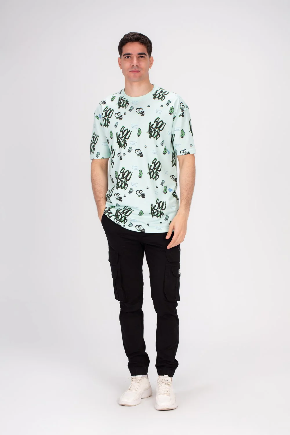 Men's Regular Fit Over Size Front & Back Printed T-shirt Made With Soft Breathable Cotton For All Day - Image 7