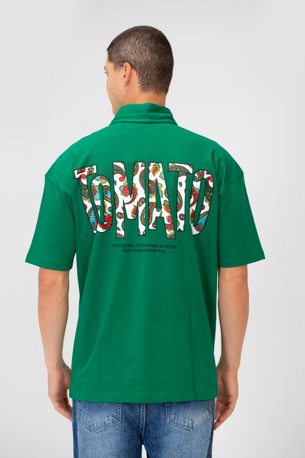 Men's Regular Fit Polo Neck Short Sleeve T-shirt With Colorful Tomato Print - Image 10