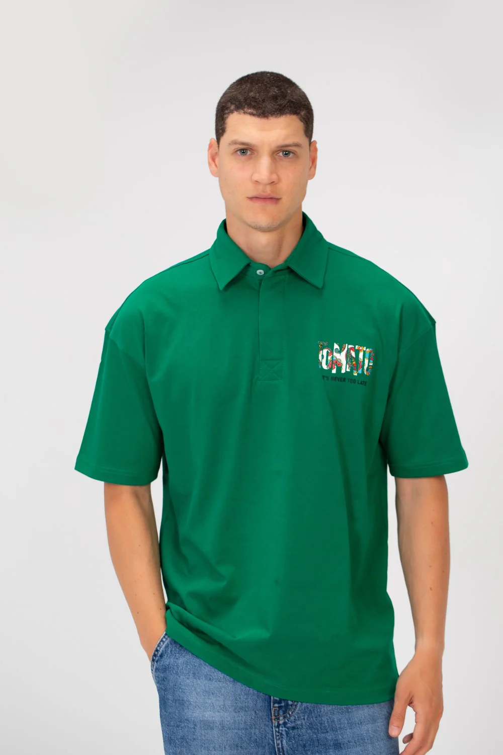 Men's Regular Fit Polo Neck Short Sleeve T-shirt With Colorful Tomato Print - Image 9