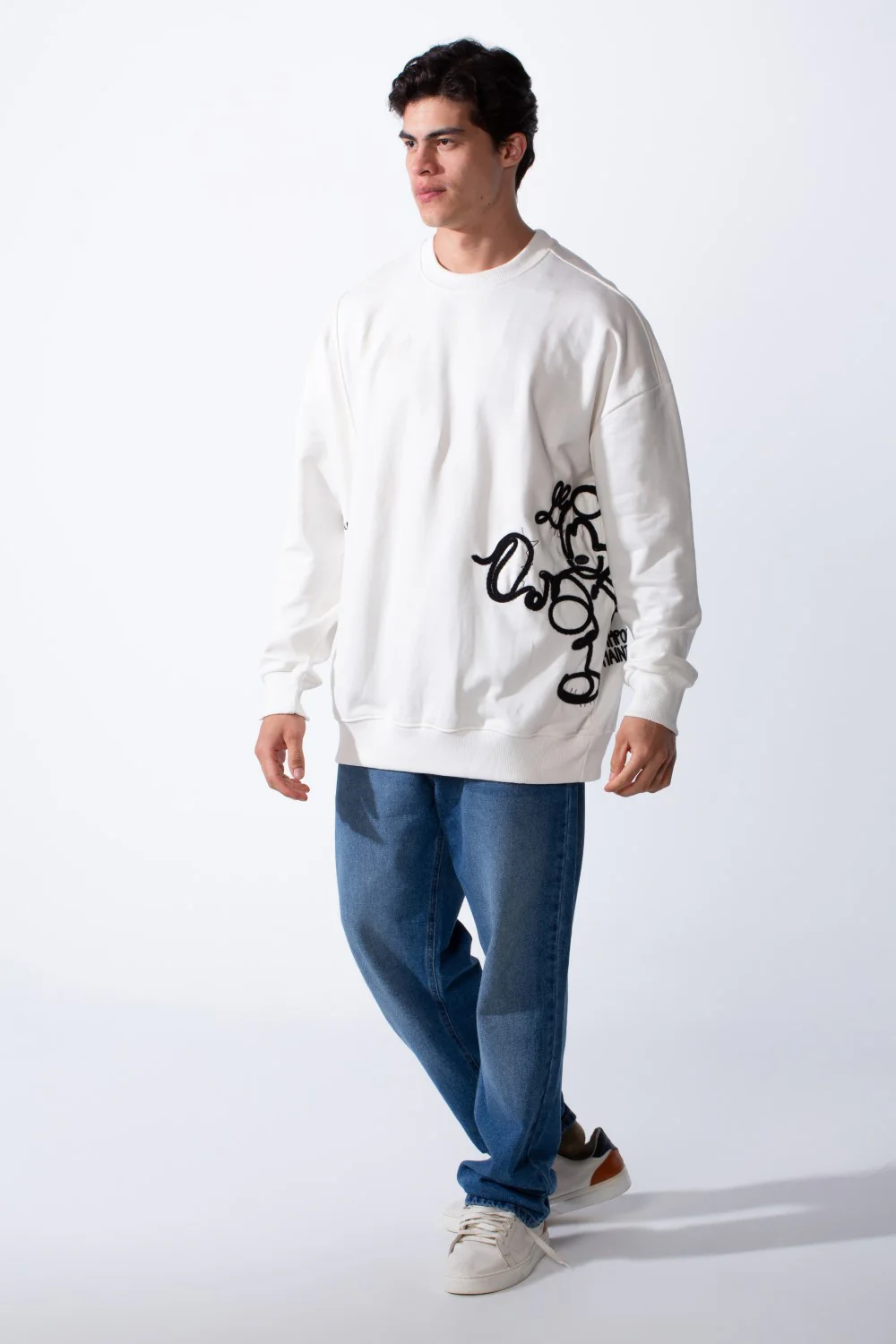 Men's Regular Fit Side Pattern Long Sleeve Crew Neckline Melton Fabric Daily Wear Sweatshirt - Image 11