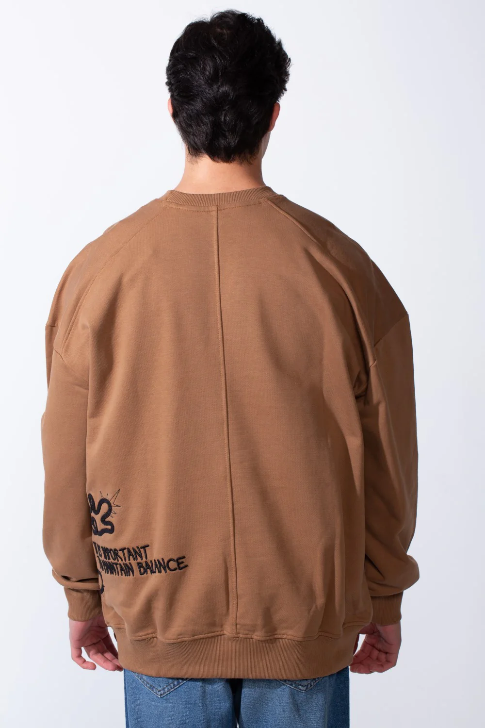 Men's Regular Fit Side Pattern Long Sleeve Crew Neckline Melton Fabric Daily Wear Sweatshirt - Image 2