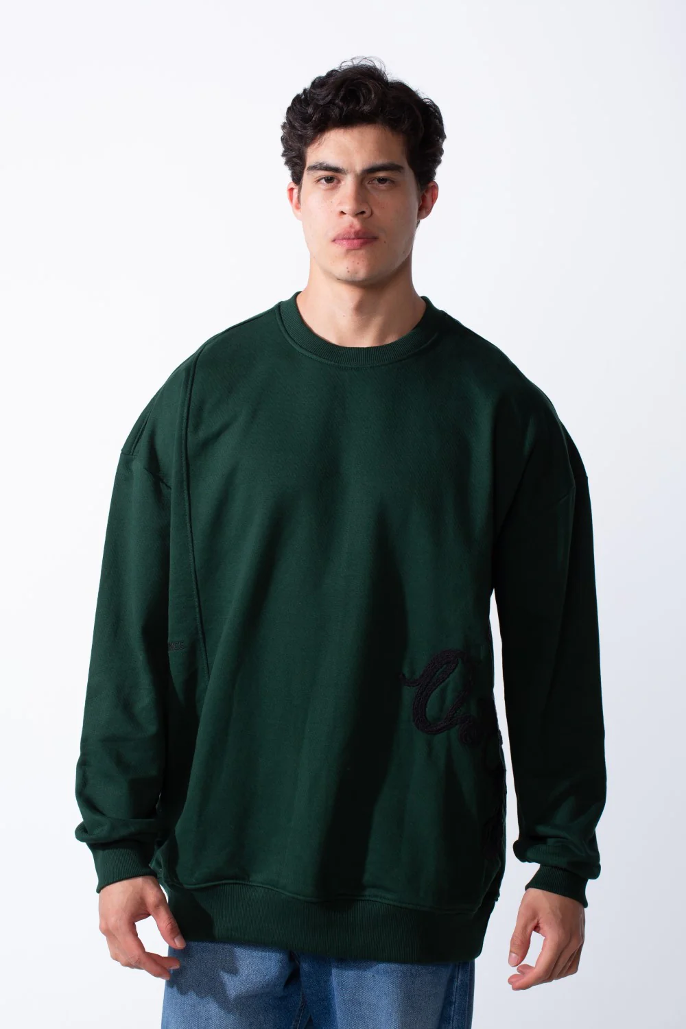 Men's Regular Fit Side Pattern Long Sleeve Crew Neckline Melton Fabric Daily Wear Sweatshirt - Image 5