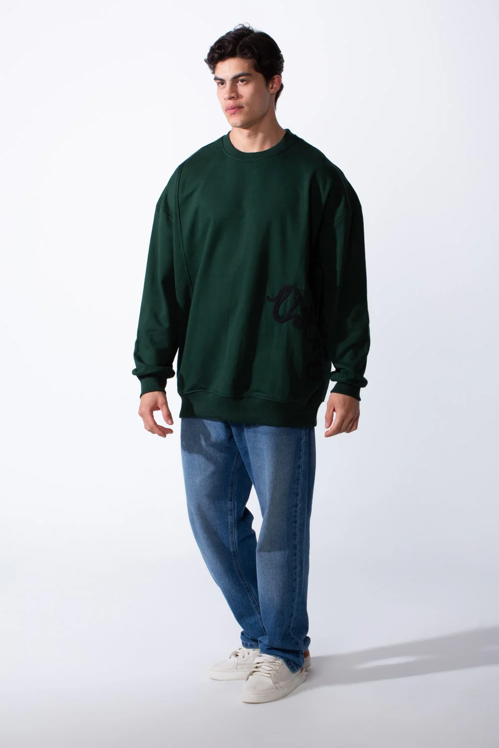 Men's Regular Fit Side Pattern Long Sleeve Crew Neckline Melton Fabric Daily Wear Sweatshirt - Image 6