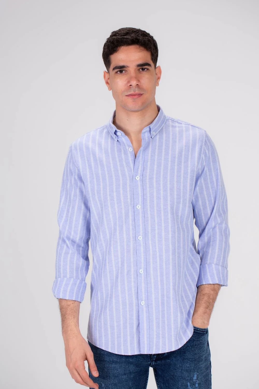 Men's Regular Fit Striped Details Long Sleeves Shirt Crafted From Soft Cotton For All Day Comfort - Image 6