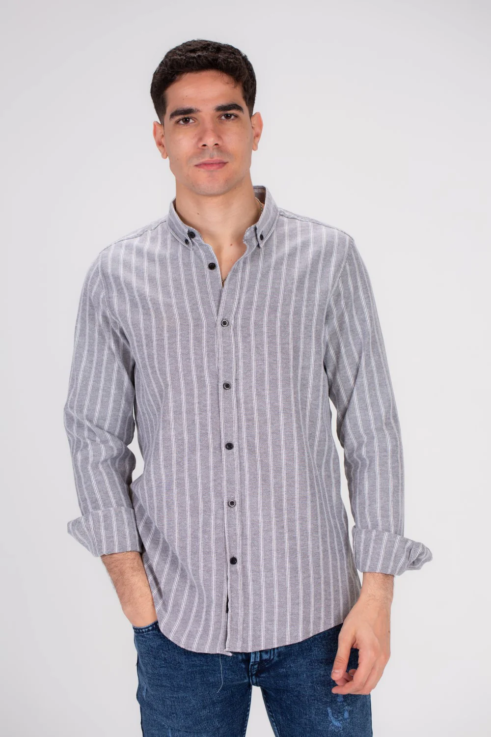 Men's Regular Fit Striped Details Long Sleeves Shirt Crafted From Soft Cotton For All Day Comfort - Image 9