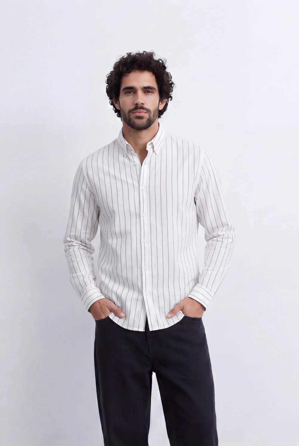 Men's Regular Fit Vertical Stripe Shirt Refined Long Sleeve Design for a Polished Everyday Appearance Tomato Store