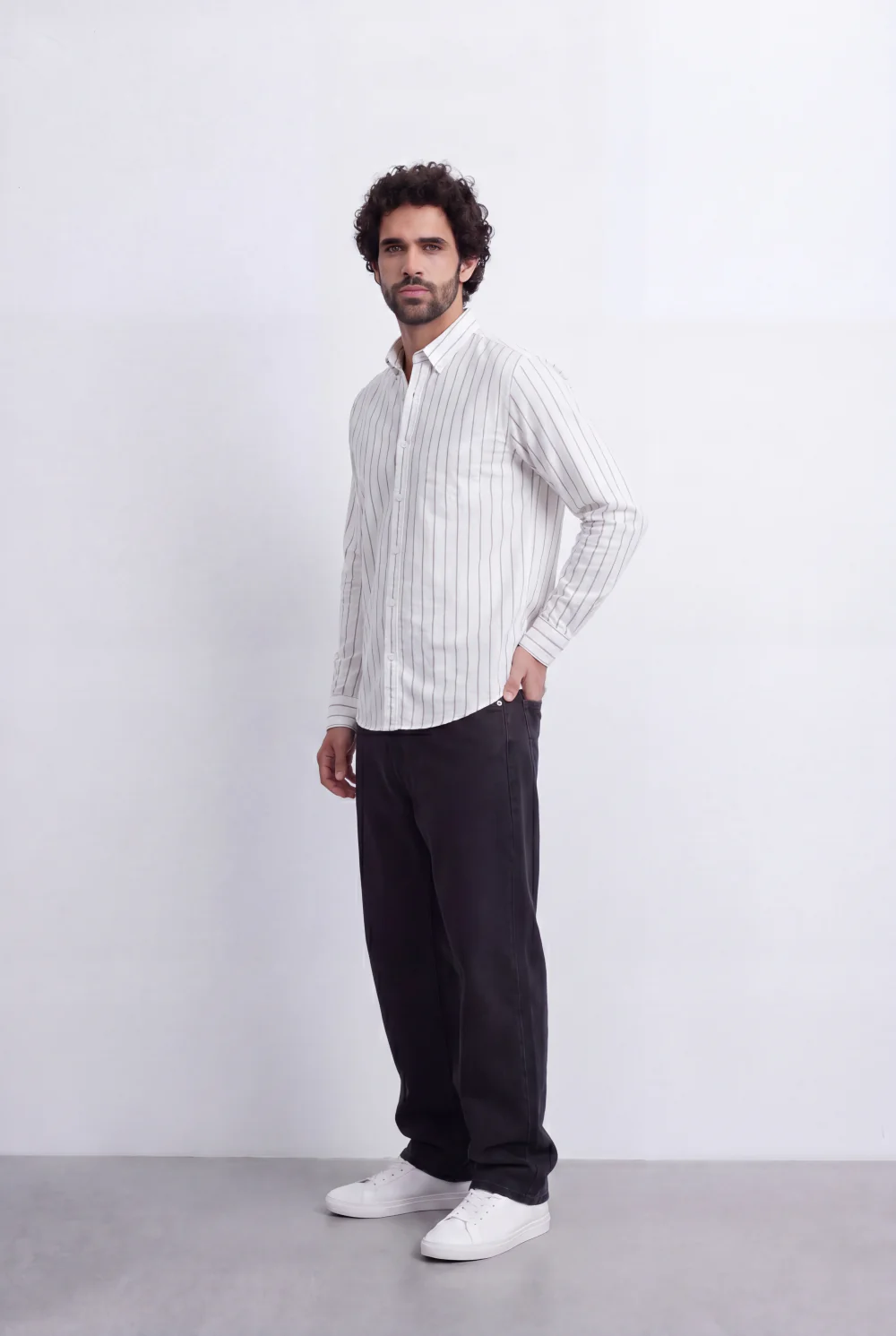 Men's Regular Fit Vertical Stripe Shirt Refined Long Sleeve Design for a Polished Everyday Appearance Tomato Store - Image 12