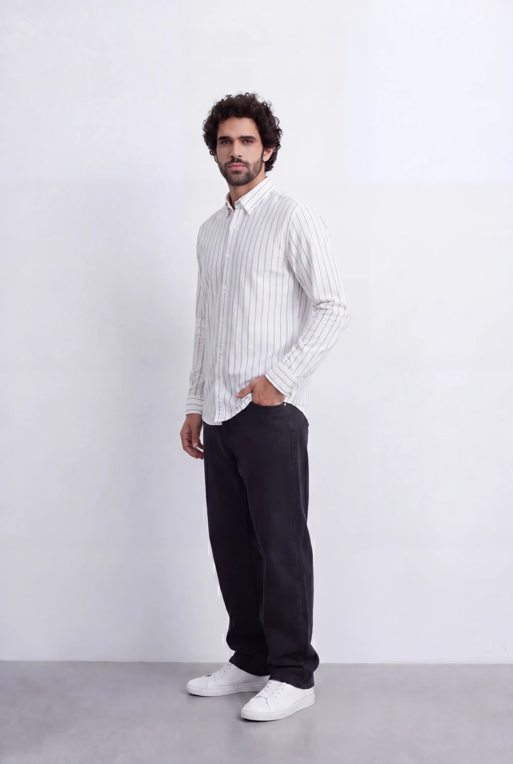 Men's Regular Fit Vertical Stripe Shirt Refined Long Sleeve Design for a Polished Everyday Appearance Tomato Store - Image 4