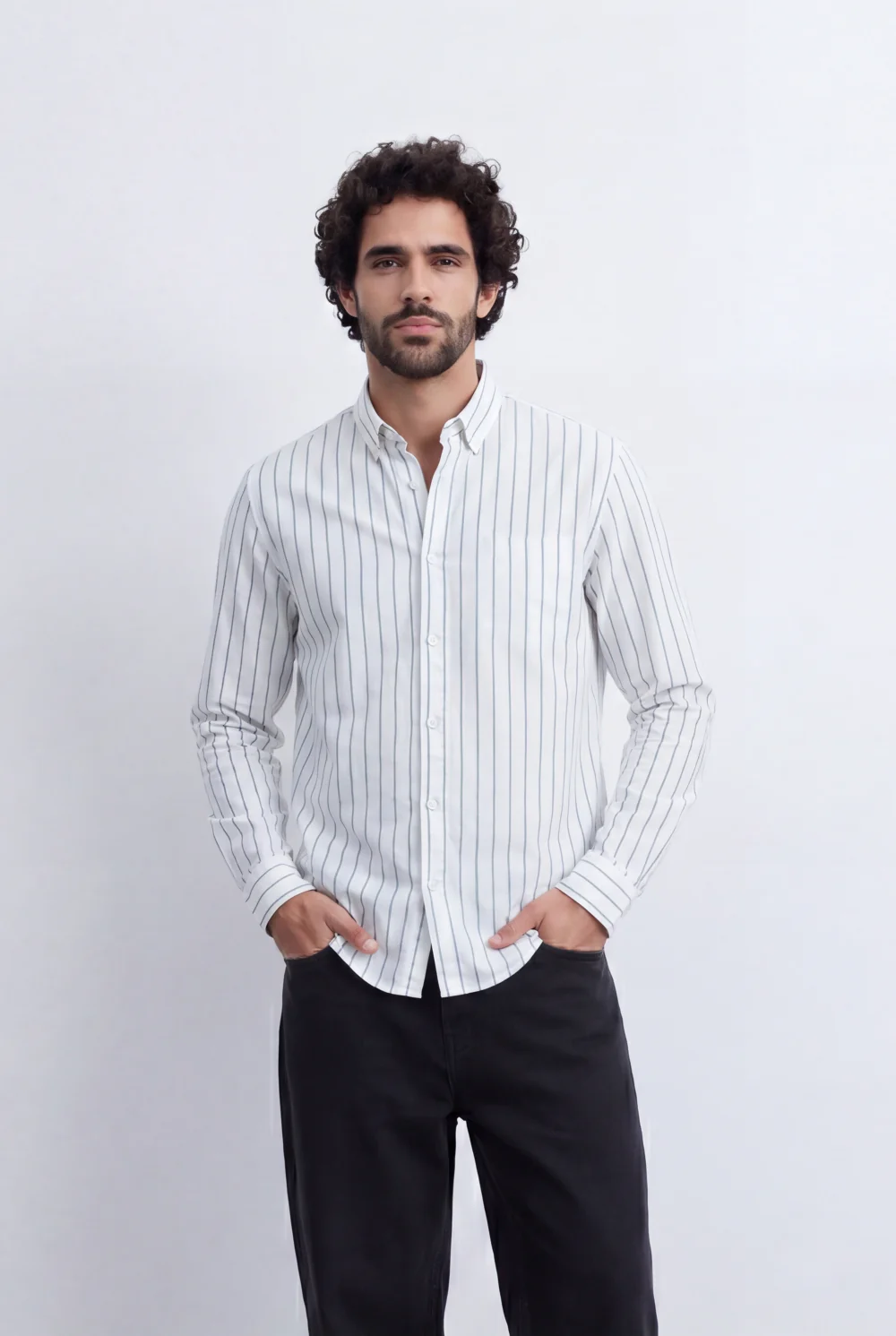 Men's Regular Fit Vertical Stripe Shirt Refined Long Sleeve Design for a Polished Everyday Appearance Tomato Store - Image 5
