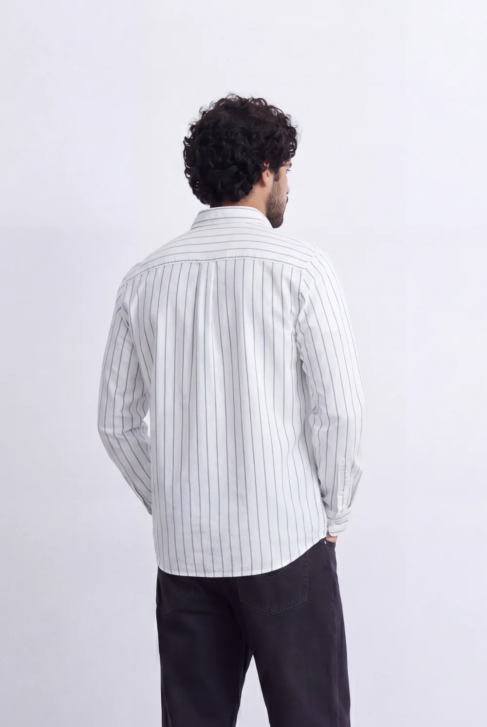 Men's Regular Fit Vertical Stripe Shirt Refined Long Sleeve Design for a Polished Everyday Appearance Tomato Store - Image 7